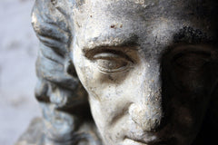 A Decorative Late Victorian Painted Plaster Portrait Library Bust of John Milton c.1890