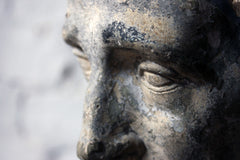 A Decorative Late Victorian Painted Plaster Portrait Library Bust of John Milton c.1890