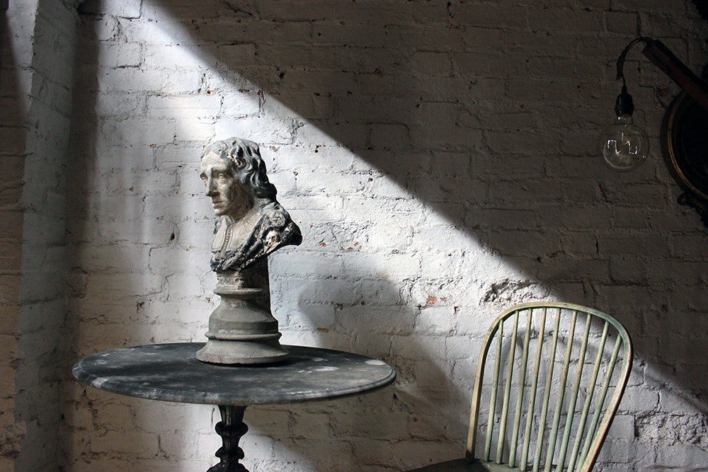 A Decorative Late Victorian Painted Plaster Portrait Library Bust of John Milton c.1890