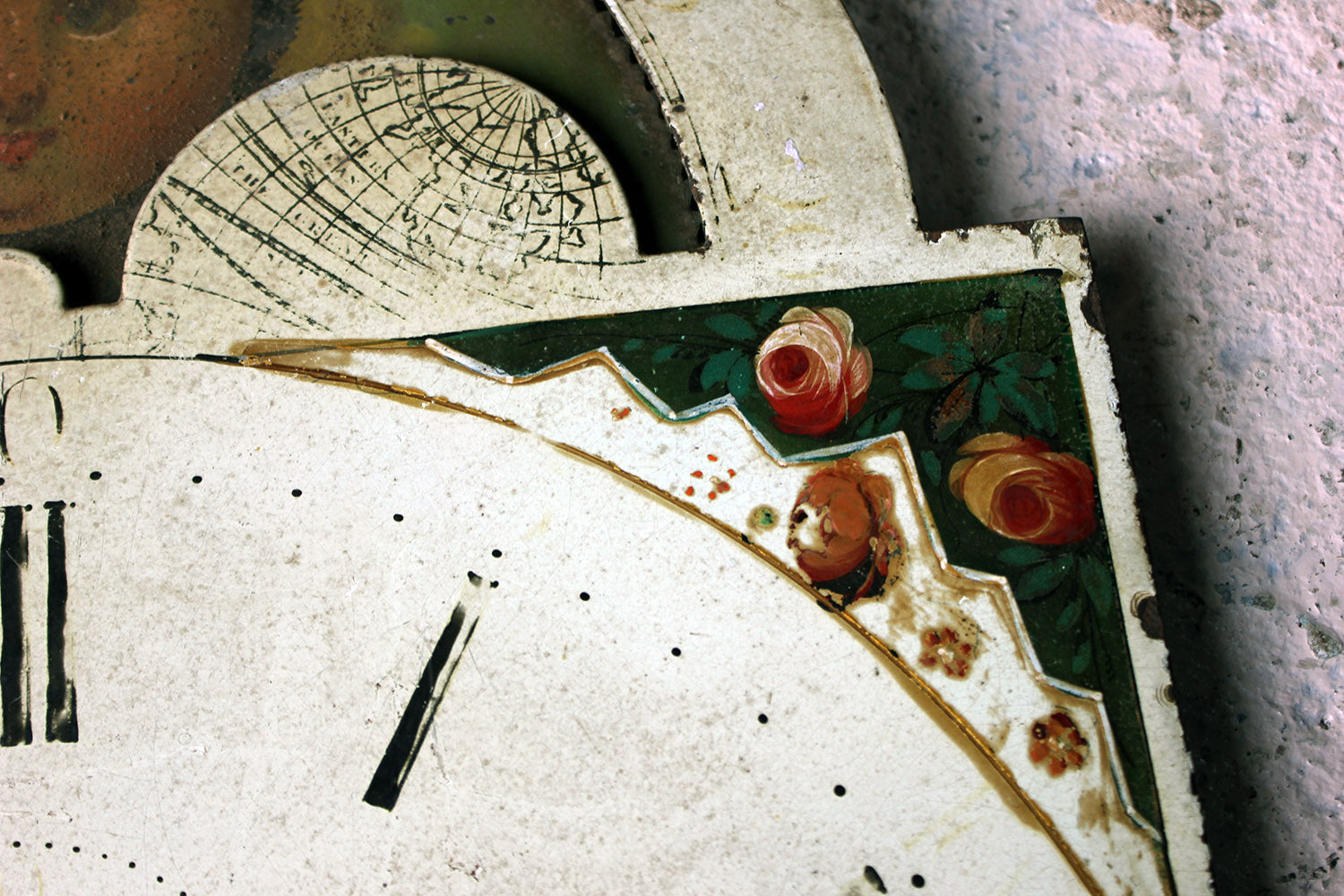 A Decorative 18thC Moon Phase Painted Longcase Clock Dial c.1780-90