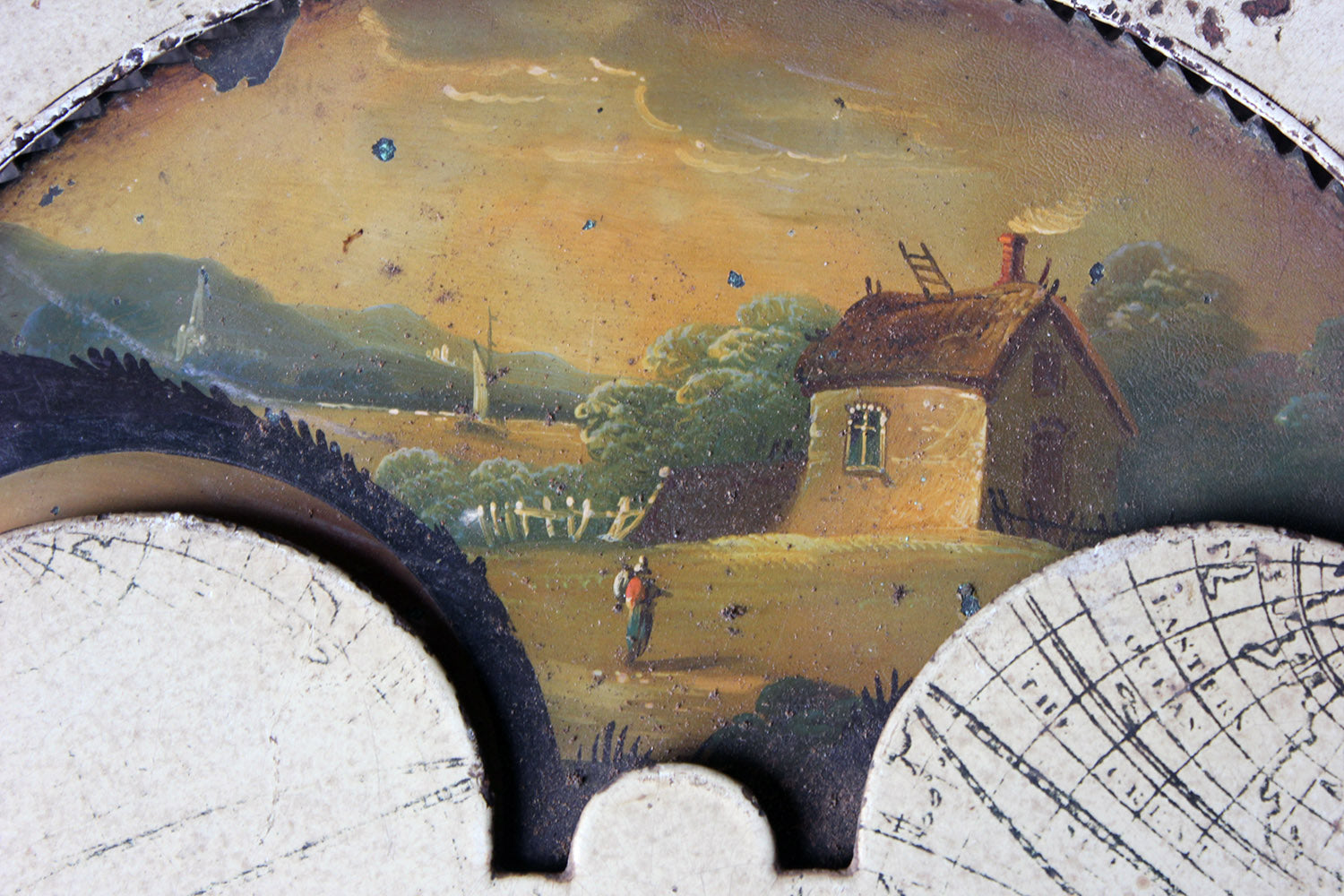 A Decorative 18thC Moon Phase Painted Longcase Clock Dial c.1780-90