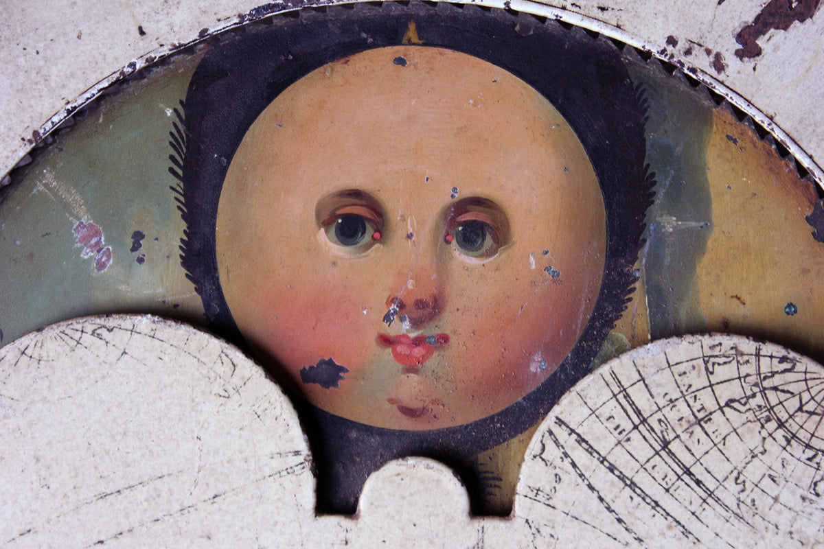 A Decorative 18thC Moon Phase Painted Longcase Clock Dial c.1780-90