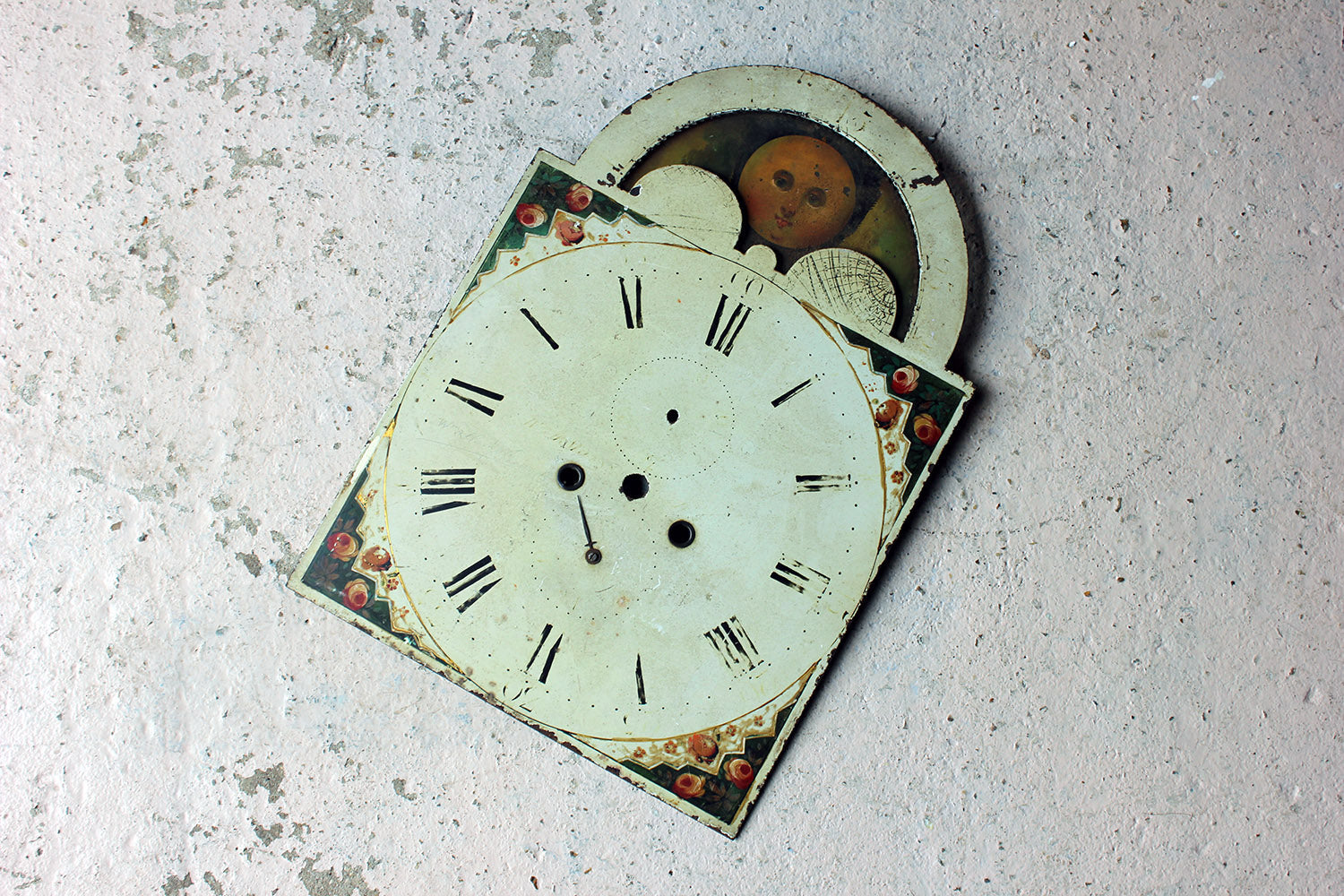 A Decorative 18thC Moon Phase Painted Longcase Clock Dial c.1780-90