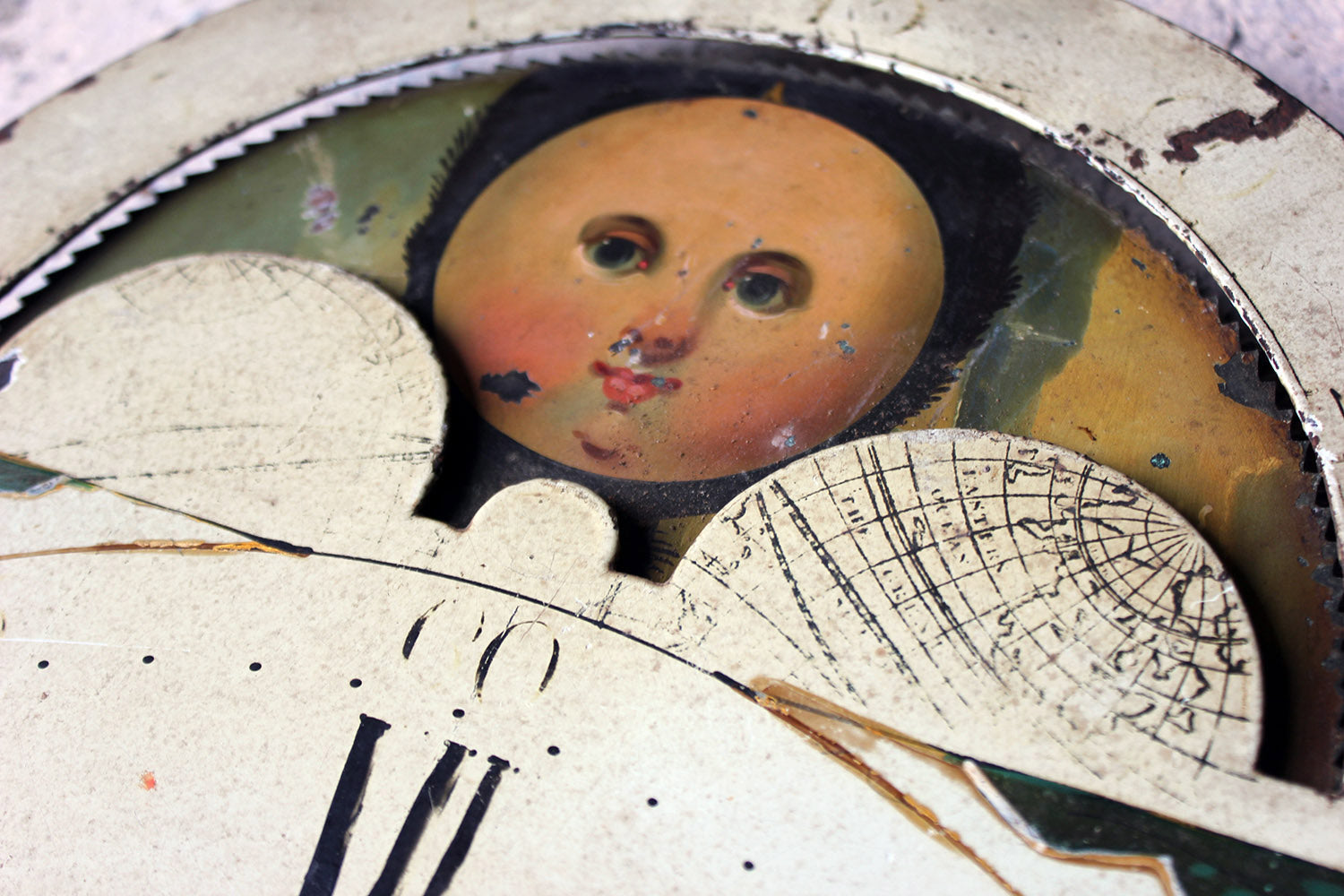 A Decorative 18thC Moon Phase Painted Longcase Clock Dial c.1780-90
