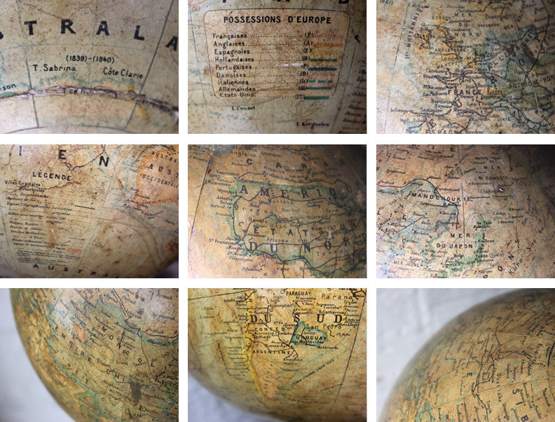 A Fine c.1895 French Terrestrial Table Globe; “Globe Terrestre” prepared by J FOREST, Paris