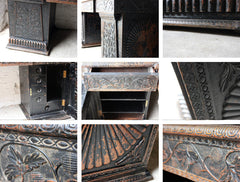 A Good Mid-19thC Anglo-Indian Carved & Ebonised Pedestal Sideboard From Devizes Castle, Wiltshire, England