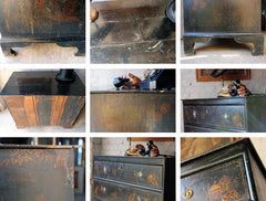 A Beautiful George III Black Japanned & Chinoiserie Decorated Chest of Drawers