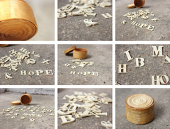 A Fine c.1860 Collection of Carved Bone Alphabet Letters Within a Turned Ivory Box
