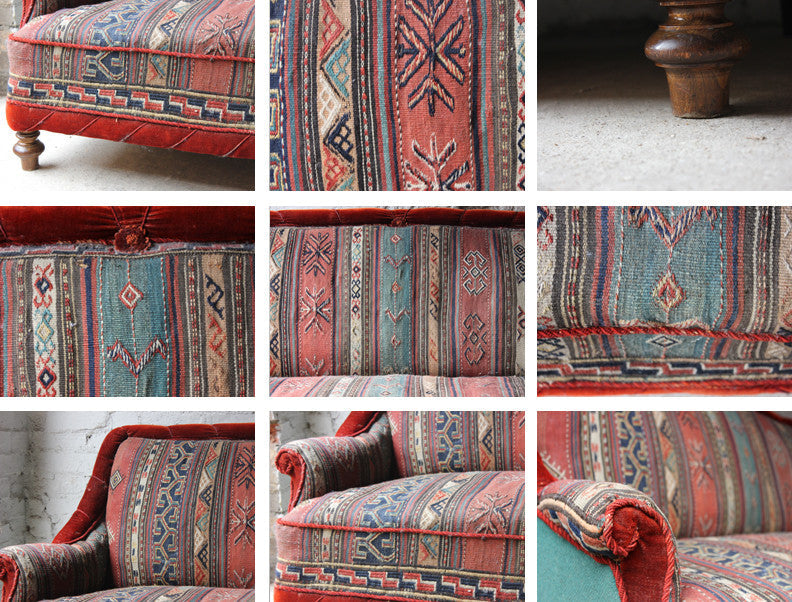 A Good c.1940 Two Seater Kelim Upholstered Sofa