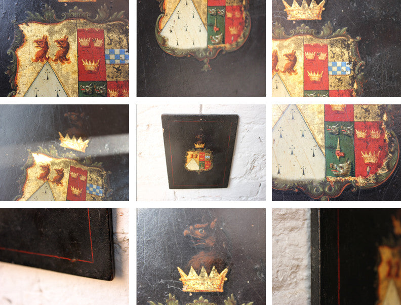 A Fine c.1815 Coach Panel Armorial: The Marital Arms of Lieutenant General Samuel Need & Annie Grant
