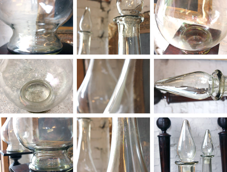 A Fantastic Pair of Very Large 19thC Clear Glass Apothecary Shop Jars