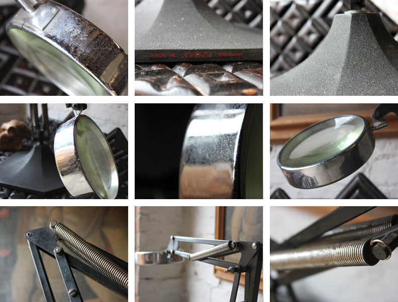 A Good c.1935 Art Deco Anglepoise Style Table Magnifier by N&B Ltd, England