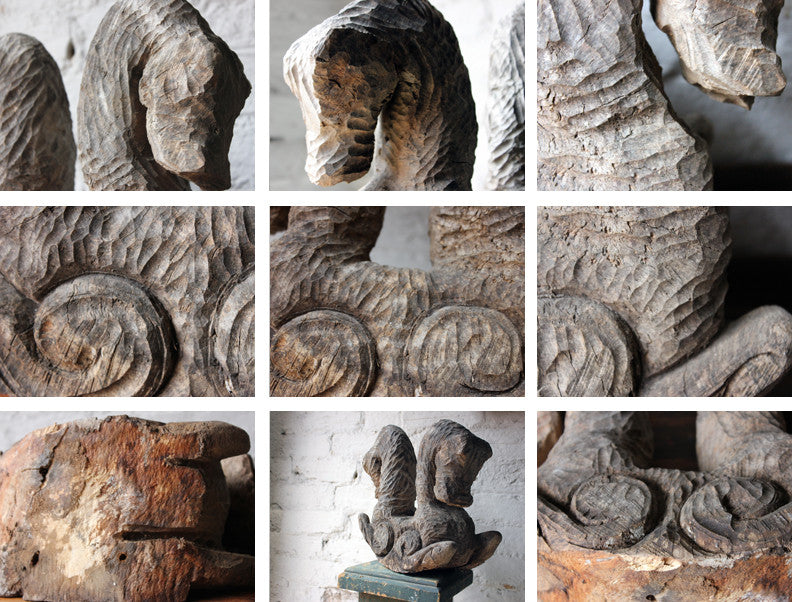 A Decorative Softwood Chip-Carving of Two Seahorses