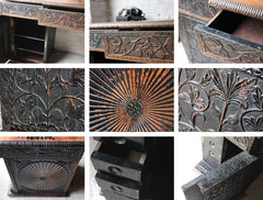 A Good Mid-19thC Anglo-Indian Carved & Ebonised Pedestal Sideboard From Devizes Castle, Wiltshire, England