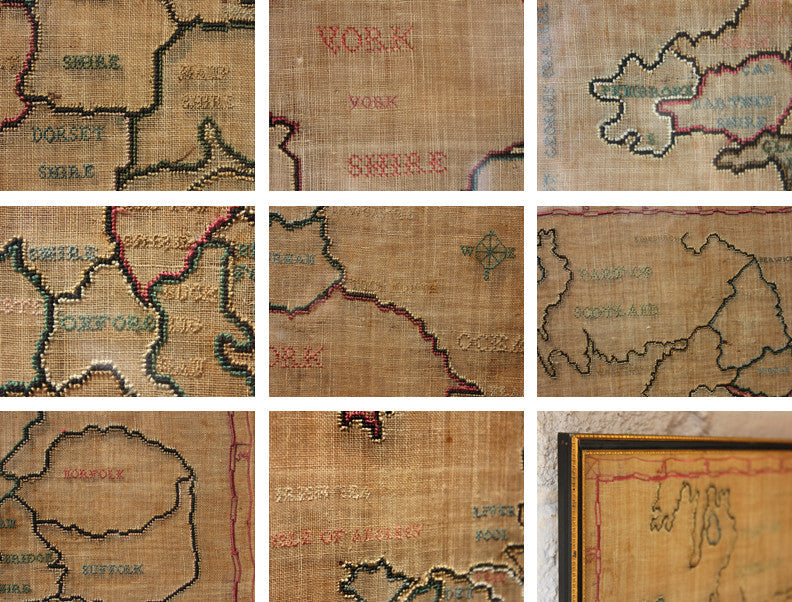 A Charming George III Needlework Map Sampler c.1790