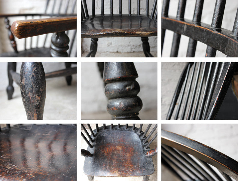 A Good Black Painted Stick-Back Windsor Armchair c.1820