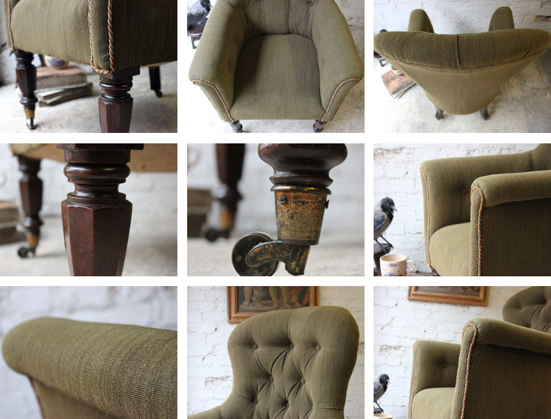 A Good George IV Regency Period Upholstered Wingback Armchair c.1820