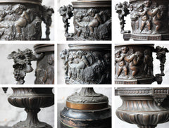 A Good Pair of Napoleon III Bronze Urns with Covers After Claude Michel Clodion c.1870