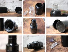 A Fine c.1910 Turned Ebony Perfume Holder & Bottle