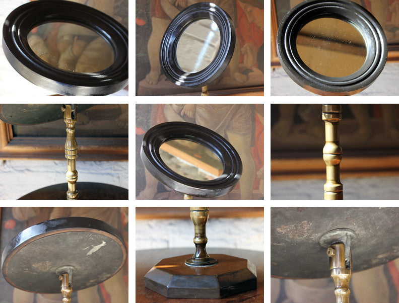 A Good Late 19thC Ebonised Gentleman's Shaving Mirror c.1880