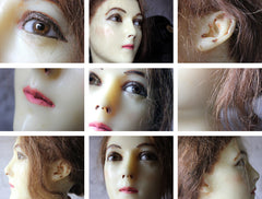 A Good French c.1890 Wax Shop Display Mannequin Head of a Lady