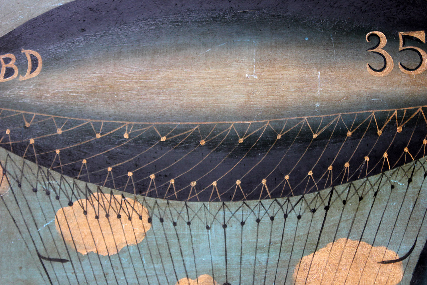 A French Naïve School Oil on Tin of an Airship by J. Du Bois c.1910