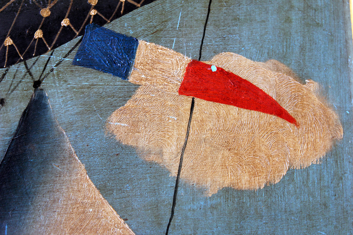 A French Naïve School Oil on Tin of an Airship by J. Du Bois c.1910