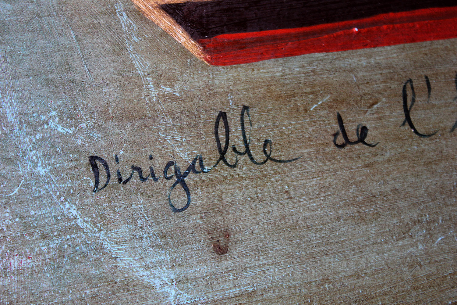 A French Naïve School Oil on Tin of an Airship by J. Du Bois c.1910