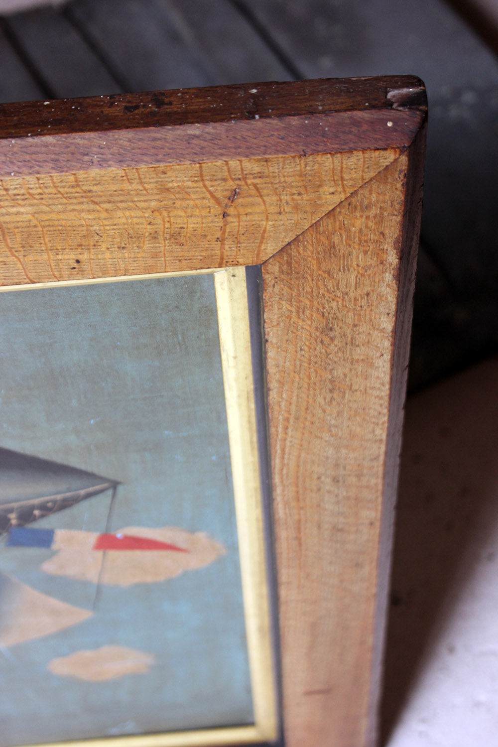 A French Naïve School Oil on Tin of an Airship by J. Du Bois c.1910
