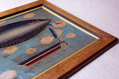 A French Naïve School Oil on Tin of an Airship by J. Du Bois c.1910