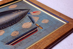 A French Naïve School Oil on Tin of an Airship by J. Du Bois c.1910