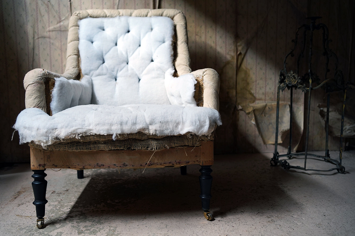 A 19thC Ebonised Napoleon III French Easy Armchair