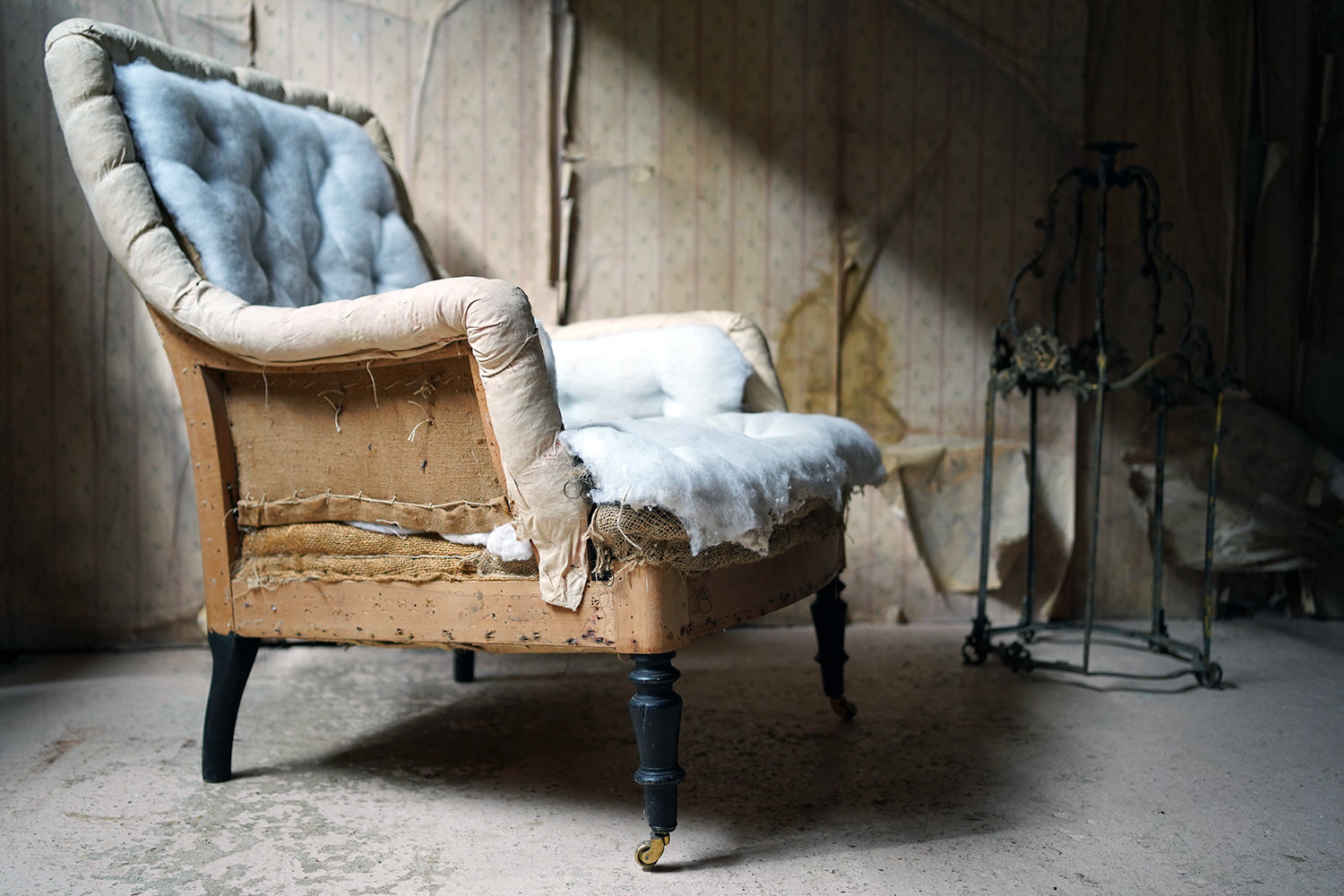 A 19thC Ebonised Napoleon III French Easy Armchair