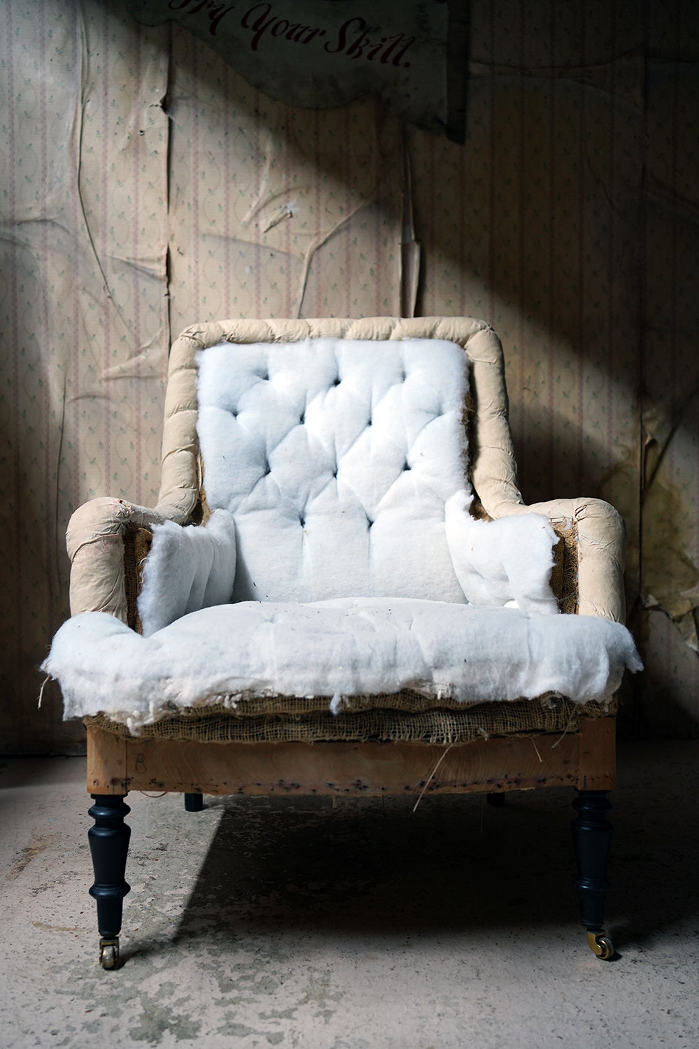 A 19thC Ebonised Napoleon III French Easy Armchair