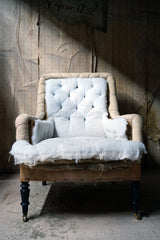 A 19thC Ebonised Napoleon III French Easy Armchair