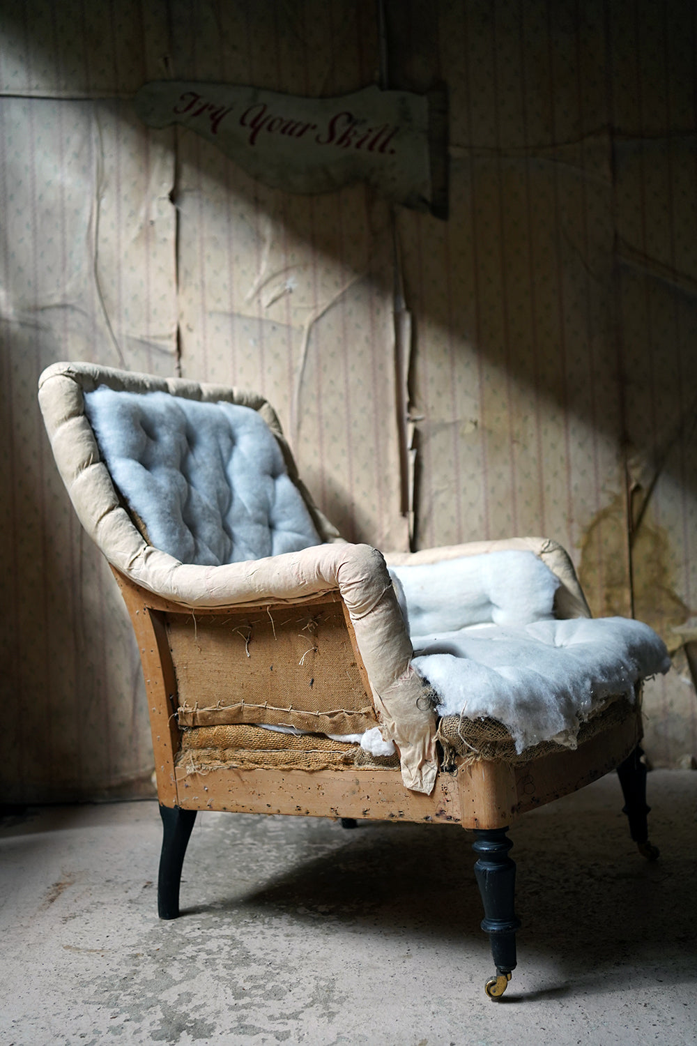 A 19thC Ebonised Napoleon III French Easy Armchair