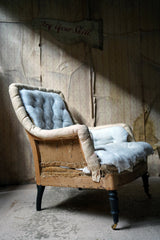 A 19thC Ebonised Napoleon III French Easy Armchair