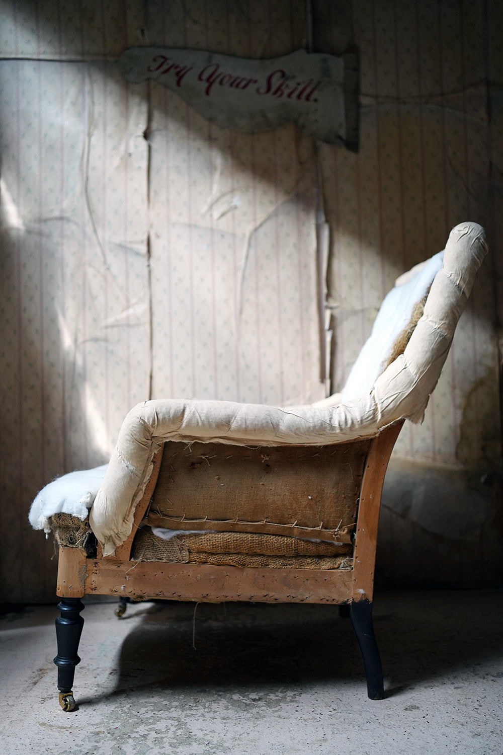 A 19thC Ebonised Napoleon III French Easy Armchair