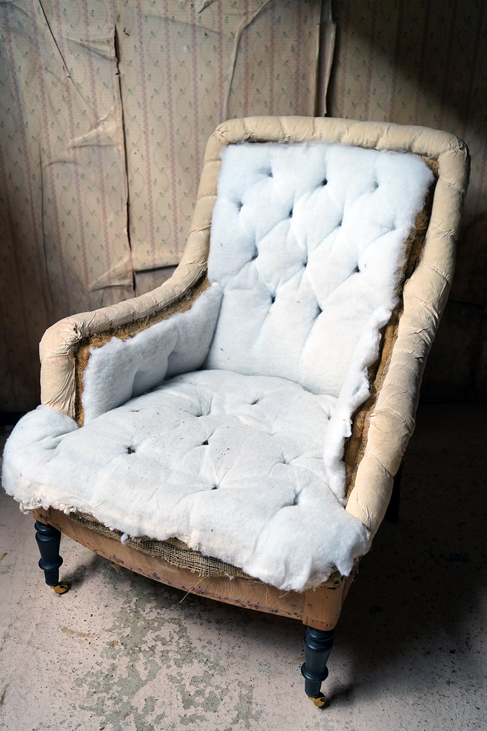 A 19thC Ebonised Napoleon III French Easy Armchair