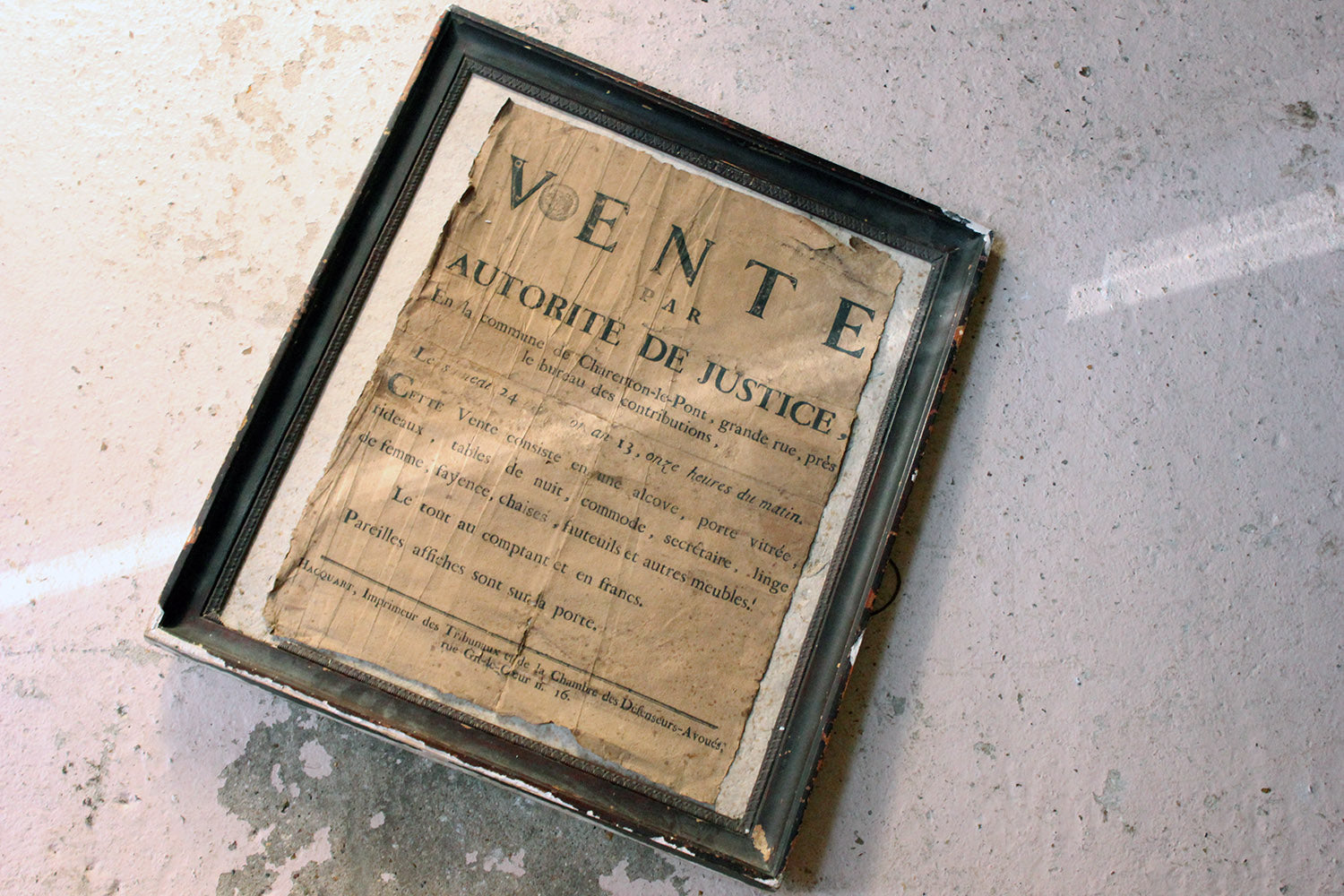 A French Empire Period Napoleonic Notice of a Parisian House Clearance c.1805
