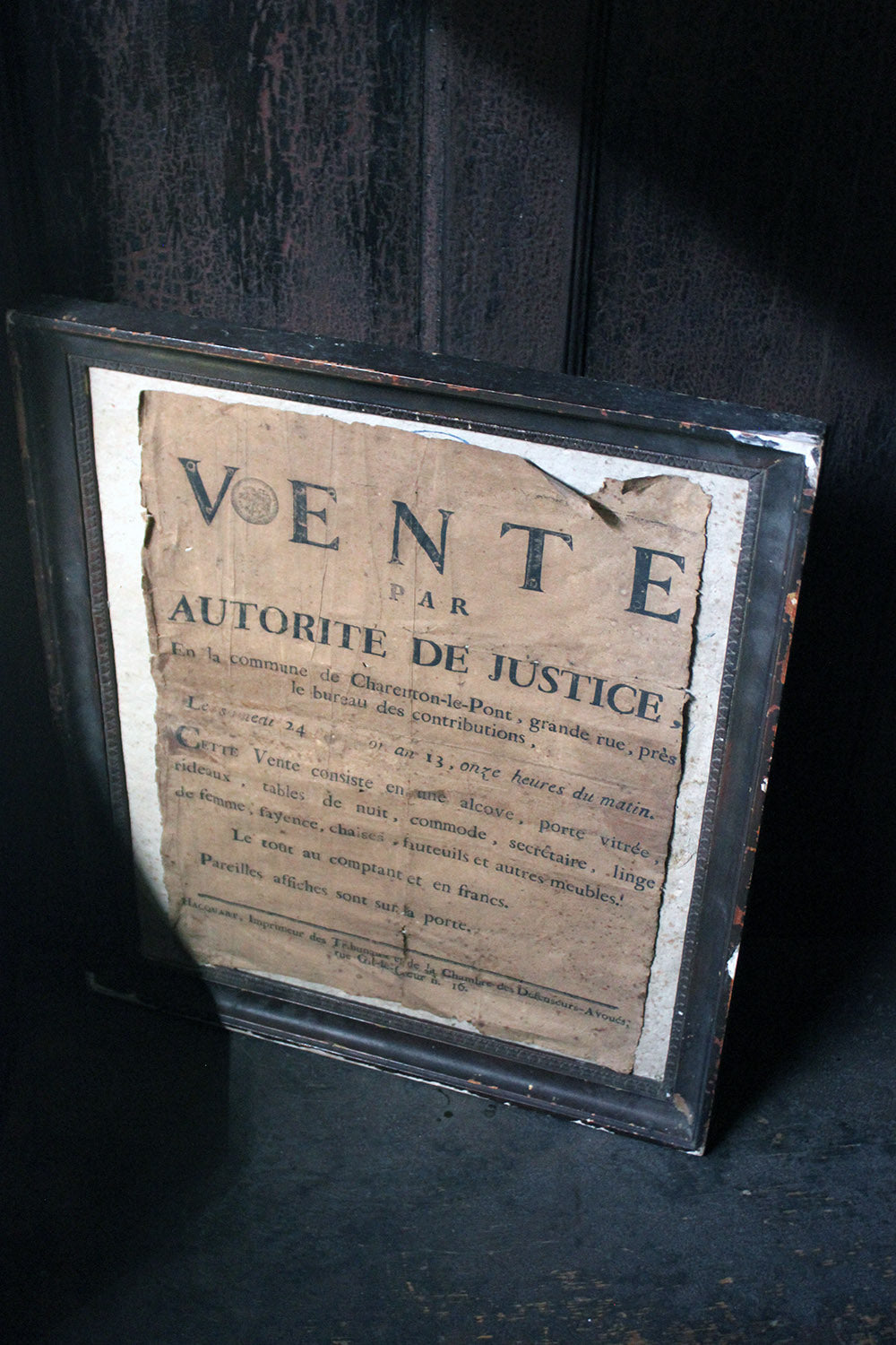 A French Empire Period Napoleonic Notice of a Parisian House Clearance c.1805