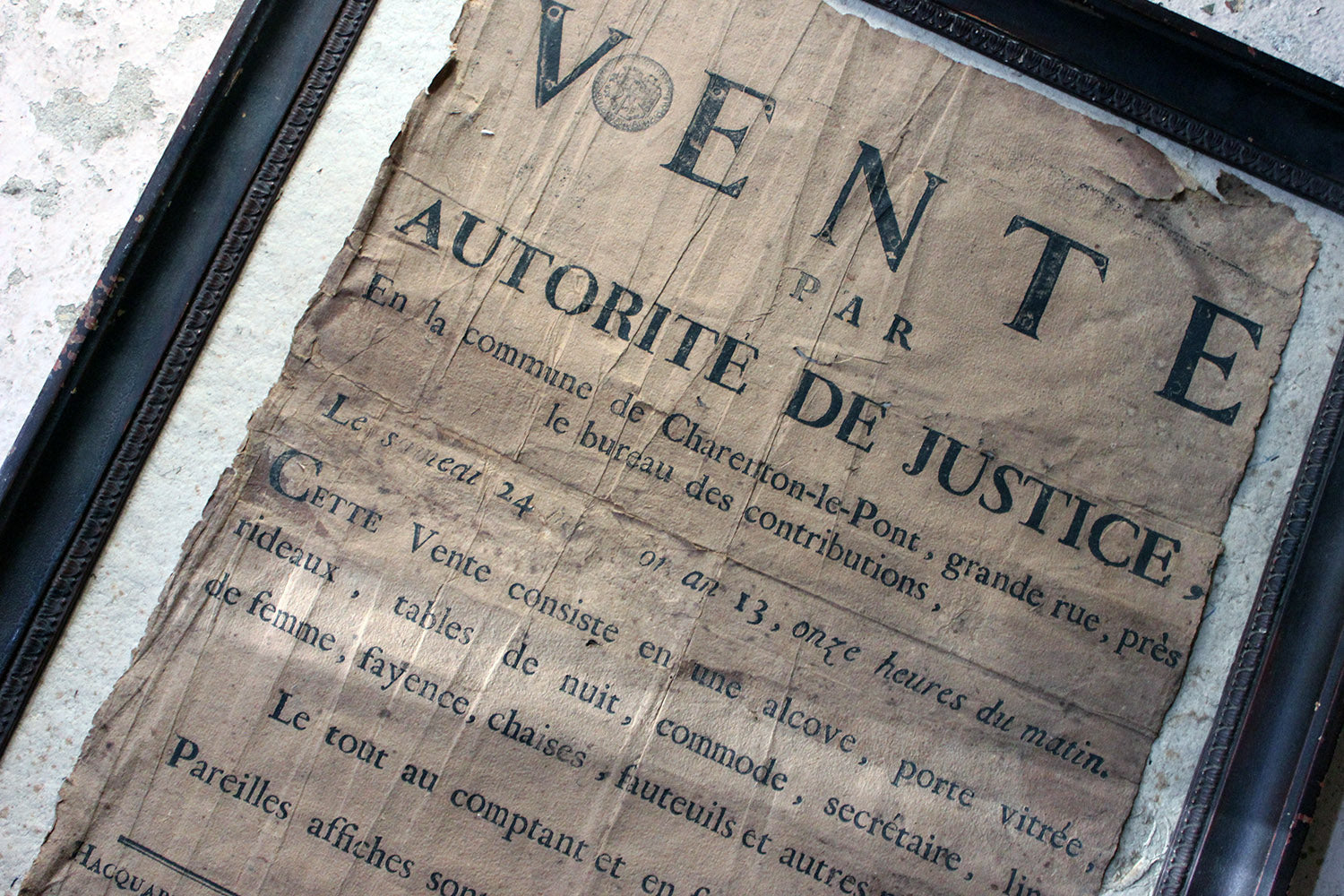 A French Empire Period Napoleonic Notice of a Parisian House Clearance c.1805