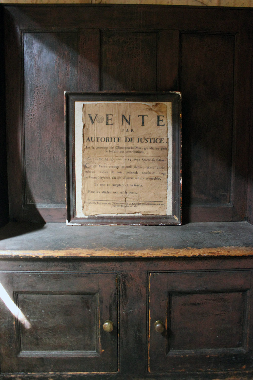 A French Empire Period Napoleonic Notice of a Parisian House Clearance c.1805