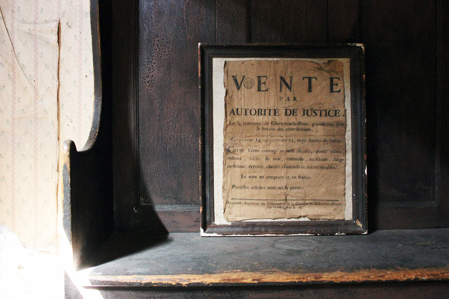 A French Empire Period Napoleonic Notice of a Parisian House Clearance c.1805
