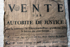 A French Empire Period Napoleonic Notice of a Parisian House Clearance c.1805