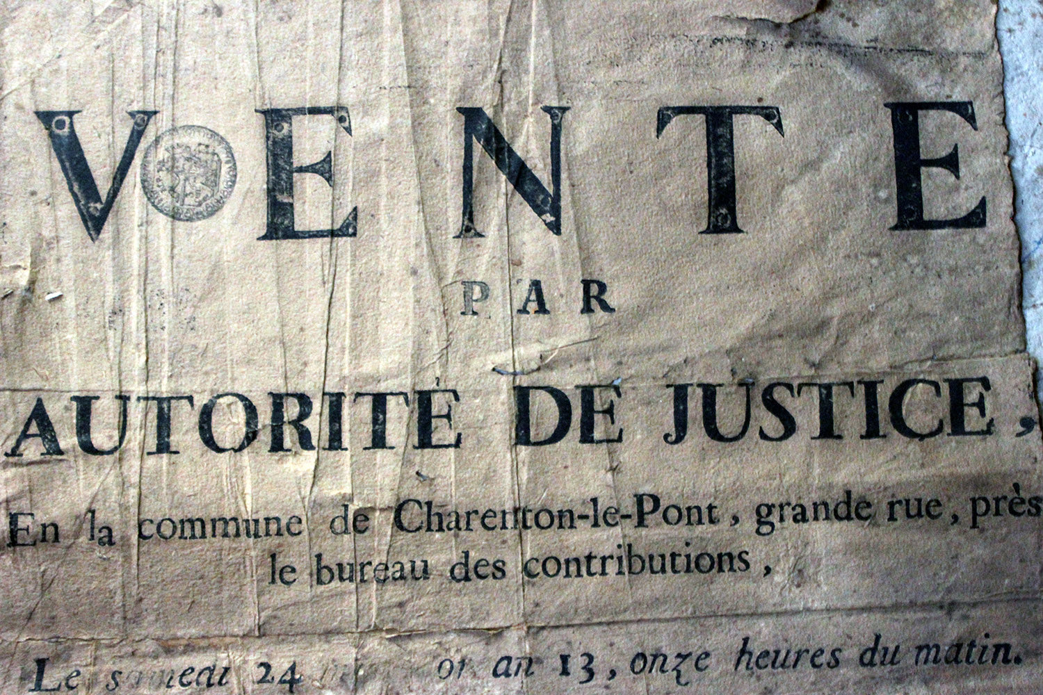 A French Empire Period Napoleonic Notice of a Parisian House Clearance c.1805