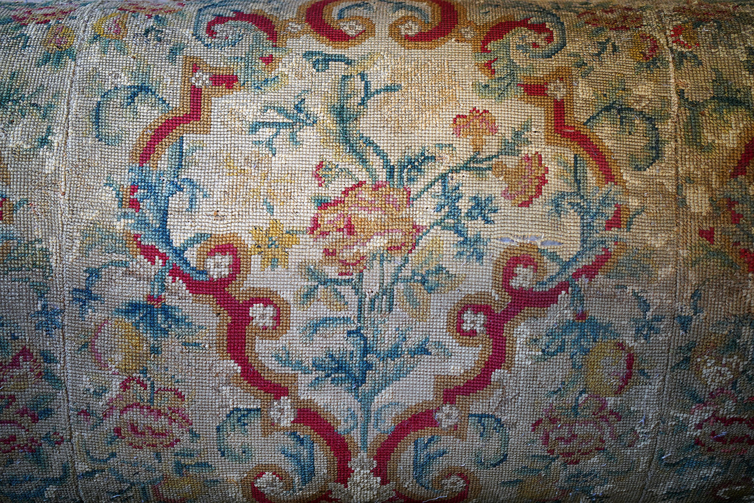 A George III Walnut Needlepoint Tapestry Upholstered Settee