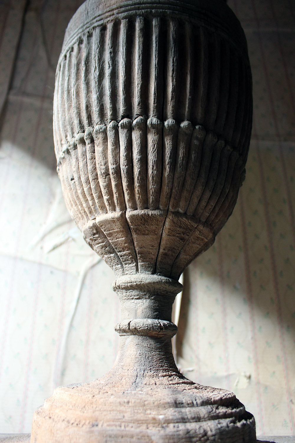A Classical George III Period Carved Stripped Pine Neo-Classical Architectural Urn c.1800