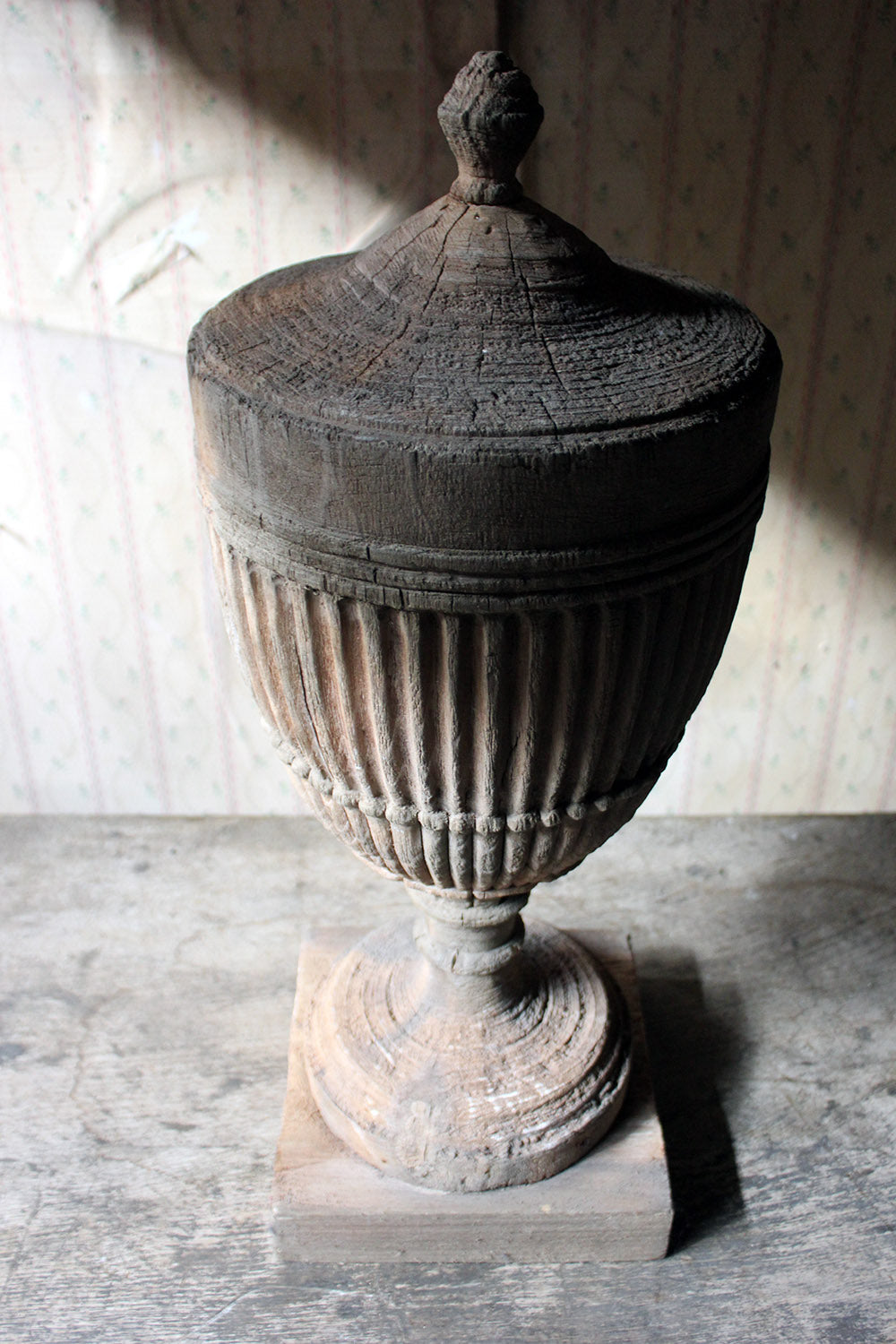A Classical George III Period Carved Stripped Pine Neo-Classical Architectural Urn c.1800