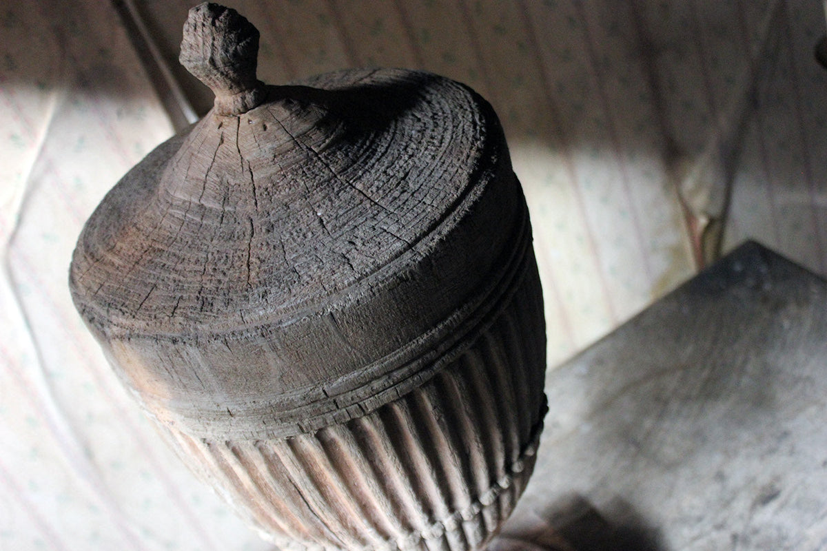 A Classical George III Period Carved Stripped Pine Neo-Classical Architectural Urn c.1800